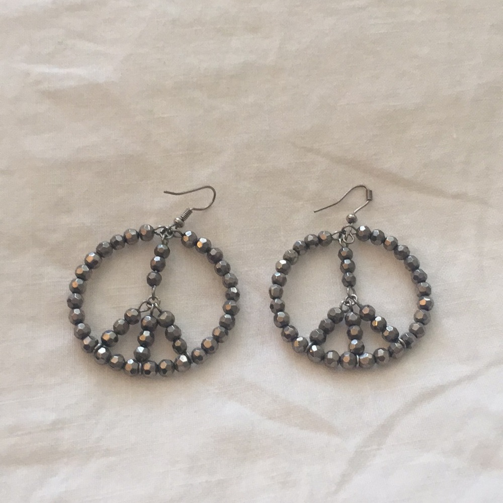 Beaded Peace Sign Earrings